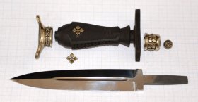 Рукоять ножа - модель 10 с литьем и клинком обоюдо острым (граб)