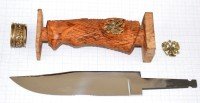 Рукоять ножа - модель 11 с литьем и клинком  ( карельская береза)