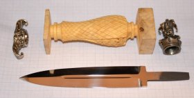 Рукоять ножа - модель 12 с литьем и клинком ( кап клена )
