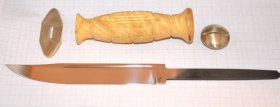 Рукоять ножа - модель 16 с литьем и клинком ( кап клена )