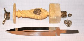 Рукоять ножа - модель 20 с литьем и клинком  ( кап клена )
