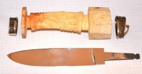 Рукоять ножа - модель 17 с литьем и клинком ( кап клена  )