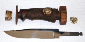 Рукоять ножа - модель 11 с литьем и клинком ( орех )