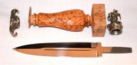 Рукоять ножа - модель 12 с литьем и клинком  ( карельская береза )