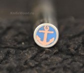 АВТОРСКИЙ ПИН - ЯКОРЬ- СИНИЙ- 10ММ*80ММ  (мельх+бронза)